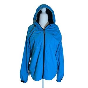 New Balance Blue Full Zip Soft Shell Lined Jacket RN130893 With hood Women's